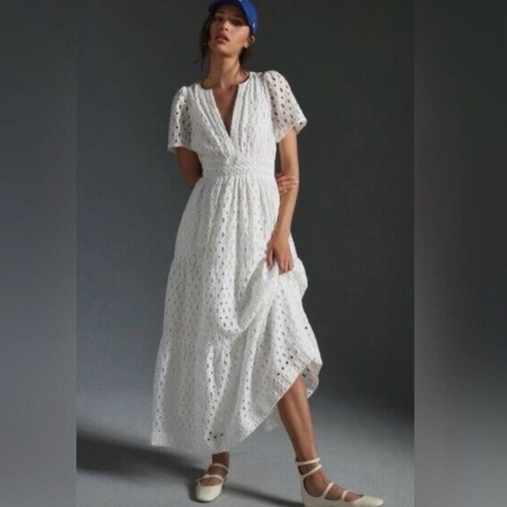 NWT Anthropologie Somerset Maxi Dress Eyelet White Small